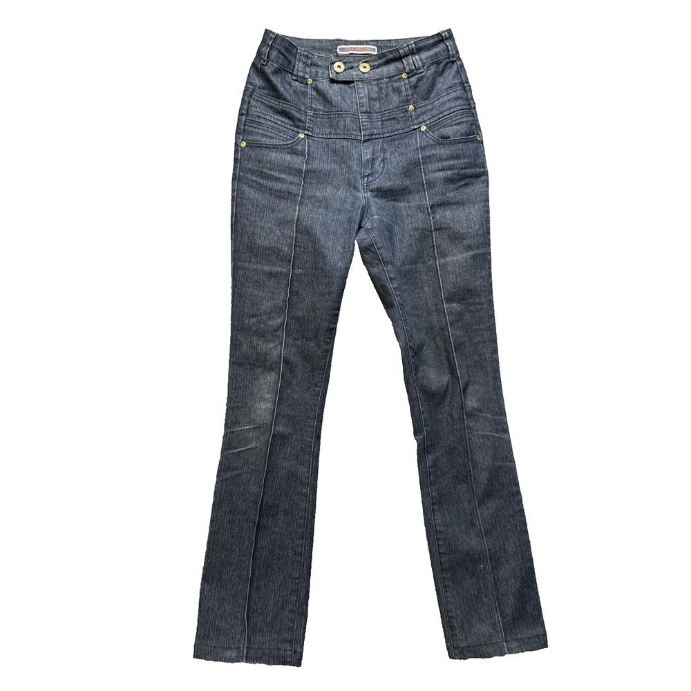younique jeans 9 (fits 28x28) Blue Denim Flare Sailor Nautical High Waisted Y2K